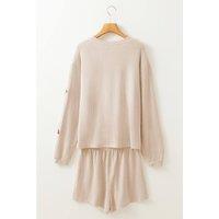 Everyday The Label Women's Parchment Thanksgiving Sequined Turkey Corded Knit Loose Fit Shorts | Size: Small