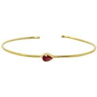 Harfi Women's Garnet January Birthstone Gold Plated Bangle | Size: 7.5 inches