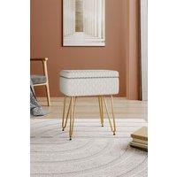 Living and Home Rectangle Upholstered Storage Ottoman Vanity Stool in Beige