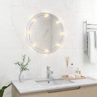Berkfield Home Wall Mirror with LED Lights Round Glass in Silver