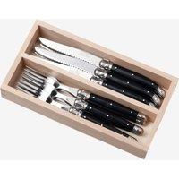 Laguiole 12 Piece Cutlery Set in Wooden Presentation Tray in Black