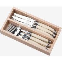 Laguiole 12 Piece Cutlery Set in Wooden Presentation Tray in Ivory