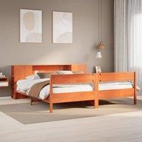 Berkfield Home Bookcase Bed Frame Wax Brown 135x190 cm Double Solid Wood Pine | Size: Super King