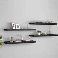 Berkfield Home Floating Wall Shelves 4 pcs Black 80x23.5x3.8 cm MDF