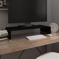 Berkfield Home TV Stand/Monitor Riser Glass Black 70x30x13 cm | Size: 70 x 30 x 13 cm