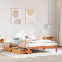 Berkfield Home Bed Frame with Drawers without Mattress Wax Brown 135x190 cm Double