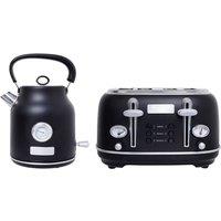 Charles Bentley 1.7L Kettle & 4 Slice Toaster Set in Matt Black & Silver