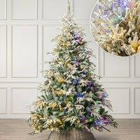 Christow Pre Lit Christmas Tree Verbier Fir Colour Switch & Timer 6ft 7ft 8ft in Green
