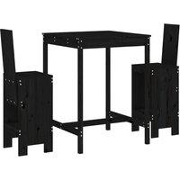 Berkfield Home 3 Piece Garden Bar Set Black Solid Wood Pine