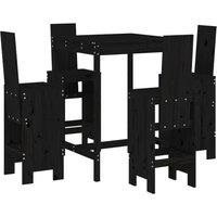 Berkfield Home 5 Piece Garden Bar Set Black Solid Wood Pine