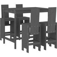 Berkfield Home 5 Piece Garden Bar Set Grey Solid Wood Pine