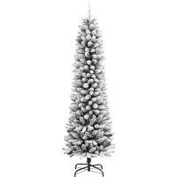 Berkfield Home Artificial Slim Christmas Tree with Flocked Snow 240 cm PVC&PE in White
