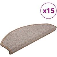 Berkfield Home Carpet Stair Treads 15 pcs Light Brown 65x24x4 cm | Size: Medium