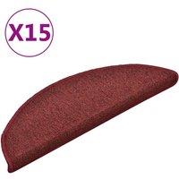 Berkfield Home Carpet Stair Treads 15 pcs Red 56x17x3 cm | Size: Medium