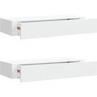 Berkfield Home Wall-mounted Drawer Shelves 2 pcs White 60x23.5x10cm MDF | Size: 60x23.5x10 cm