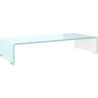 Berkfield Home TV Stand/Monitor Riser Glass Green 70x30x13 cm in Aqua | Size: 70 x 30 x 13 cm