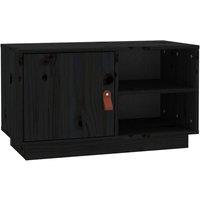 Berkfield Home TV Cabinet Black 70x34x40 cm Solid Wood Pine | Size: 70 x 34 x 40 cm