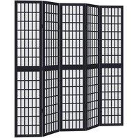 Berkfield Home Room Divider 5 Panels Black Solid Wood Paulownia