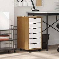 Berkfield Home Rolling Cabinet with Drawers MOSS Honey Brown Solid Wood Pine