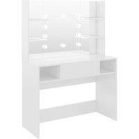 Berkfield Home Makeup Table with LED Lights 100x40x135 cm MDF Shining White | Size: 100 x 40 x 135 cm