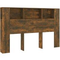 Berkfield Home Headboard Cabinet Smoked Oak 160x18.5x104.5 cm in Brown