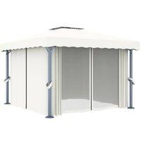 Berkfield Home Gazebo with Curtain 3x3 m Cream White Aluminium