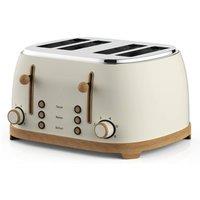 Geepas NordiQ Design 4 Slice Toaster with Dual Controls & Wood Effect Finish in Cream