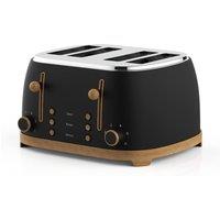 Geepas NordiQ Design 4 Slice Toaster with Dual Controls & Wood Effect Finish in Black