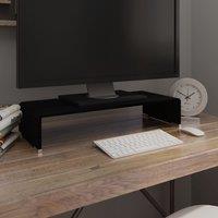 Berkfield Home TV Stand/Monitor Riser Glass Black 60x25x11 cm | Size: 60 x 25 x 11 cm