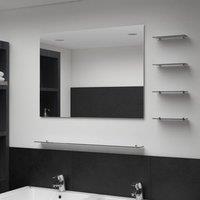 Berkfield Home Wall Mirror with 5 Shelves Silver 80x60 cm