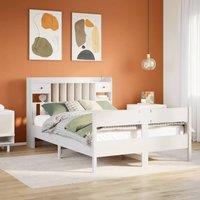 Berkfield Home Bookcase Bed Frame White 150x200 cm King Size Solid Wood Pine