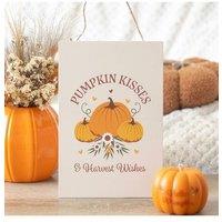 KDMD Pumpkin Kisses & Harvest Wishes Hanging Sign in Cream