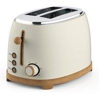 Geepas NordiQ Design 2 Slice Toaster with 6 Browning Levels & Wood Effect Finish in Cream