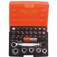 Bahco 2058/S26 Ratchet Socket Set Of 26 Metric 1/4In Drive in Orange