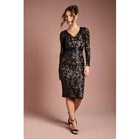 Coast Women's Long Sleeve Bodycon Sequin Midi dress in Black | Size: 12