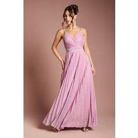 Coast Women's V neck Cami Shimmer Pleated Maxi Dress in Pink | Size: 14