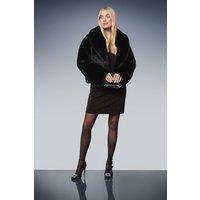 Wallis Women's Petite Faux Fur Edge to Edge Jacket in Black | Size: 14