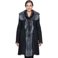 Infinity Leather Women's Genuine Toscana Sheep Suede Leather Trench Coat- Celeste in True Black | Size: 8