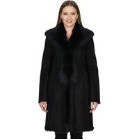 Infinity Leather Women's Genuine Toscana Sheep Suede Leather Trench Coat- Celeste in Black | Size: 12