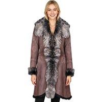 Infinity Leather Women's Genuine Toscana Sheep Suede Leather Trench Coat- Celeste in Dark Mauve | Size: 16