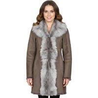 Infinity Leather Women's Genuine Toscana Sheep Suede Leather Trench Coat- Celeste in Taupe | Size: 18