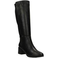 Down To Earth Women's Block Heel Wide Fitting Knee High Boots in True Black | Size: 5