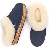 Moshulu Women's 'Sagrada' Sheepskin Suede Wedge Mule Slippers in Indigo | Size: 4