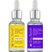 dr. Eve Ryouth Women's Triple Elasticity Ashwaganda Vitamin C Powerful Active Serum 30ml + Triple Power Peptide Gamma Protein active serum 30ml