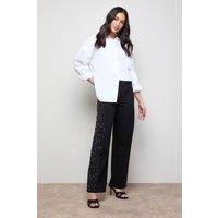 Oasis Women's Hotfix Pocket Detail Wide Leg Jean in Washed Black | Size: 10