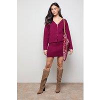 Oasis Women's Knitted Mini Skirt in Wine | Size: Small