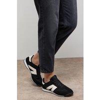 Oasis Women's Jemima Faux Suede Mesh Lace Up Trainers in Natural Black | Size: 4