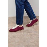 Oasis Women's Jenny Faux Suede Lace Up Trainers in Burgundy | Size: 4