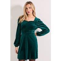 Dorothy Perkins Women's Velvet Sweetheart Neck Mini Dress in Green | Size: 16