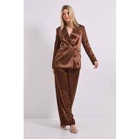 Dorothy Perkins Women's Satin Wide Leg Trousers in Chocolate | Size: 10